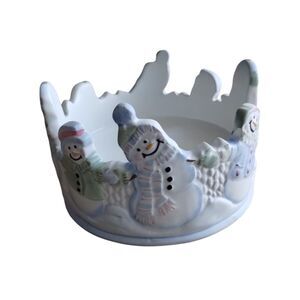 Vintage Waxcessories Snowfolks Snowman Large Candle Jar Stand 2000 Holiday Decor